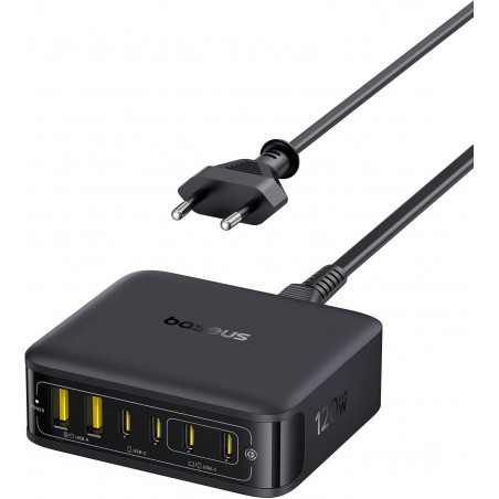 Baseus Ładowarka USB C 120W USB Charger 6-Portowat Stacja Ładująca PD Szybka Ładowarka do iPhone'a serii 17/16/15,